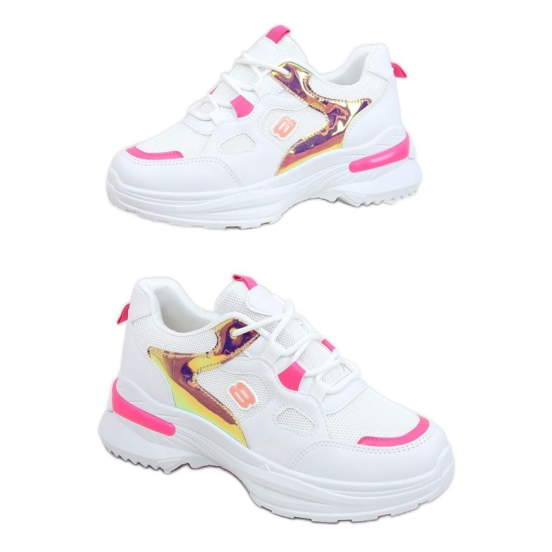 Tênis feminino esportivo branco e rosa HX-68 Vermelho