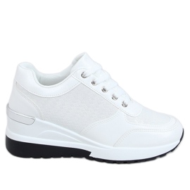 White MY-2717 sapatos esportivos brancos em um salto oculto de cunha