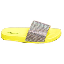 Seastar Chinelos com cristais dourado amarelo