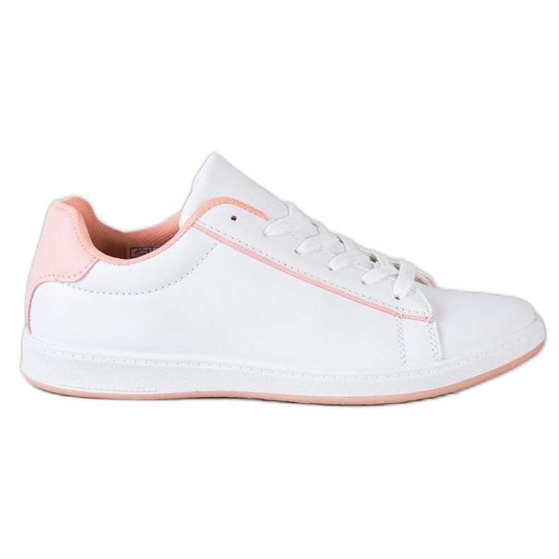 SHELOVET Tênis de cano baixo com couro ecológico branco