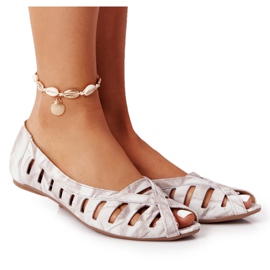 Bailarinas de couro cinza-bege Maciejka 04506-04