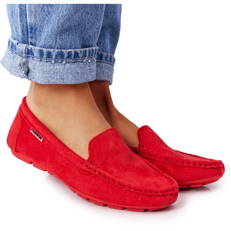 PH1 Mocassins de camurça vermelho San Marino feminino