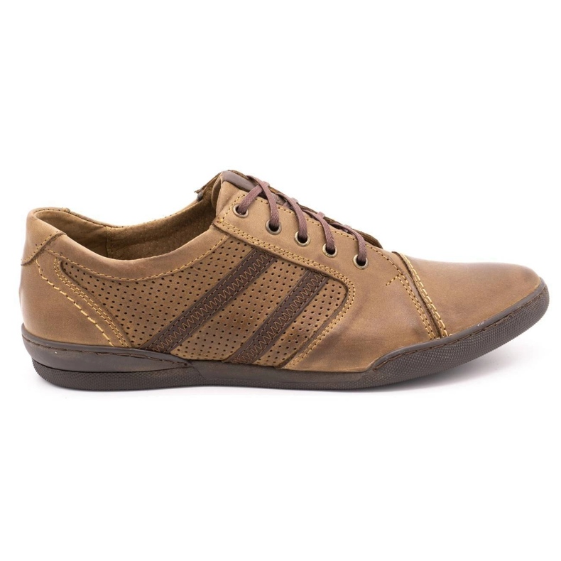Polbut Sapatos masculinos casuais R3 Perfuração Marrom castanho