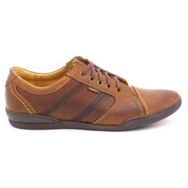 Polbut Sapatos masculinos casuais R3 Perfuração Camel marrom