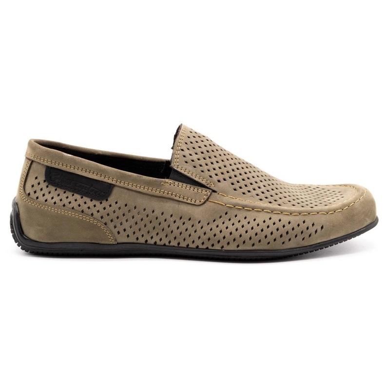 Polbut Mocassins de couro masculino 2105P oliva verde