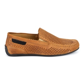 Polbut Mocassins de couro masculino camelo 2105P marrom