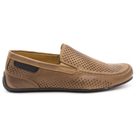 Polbut Mocassins de couro masculino 2105P marrom