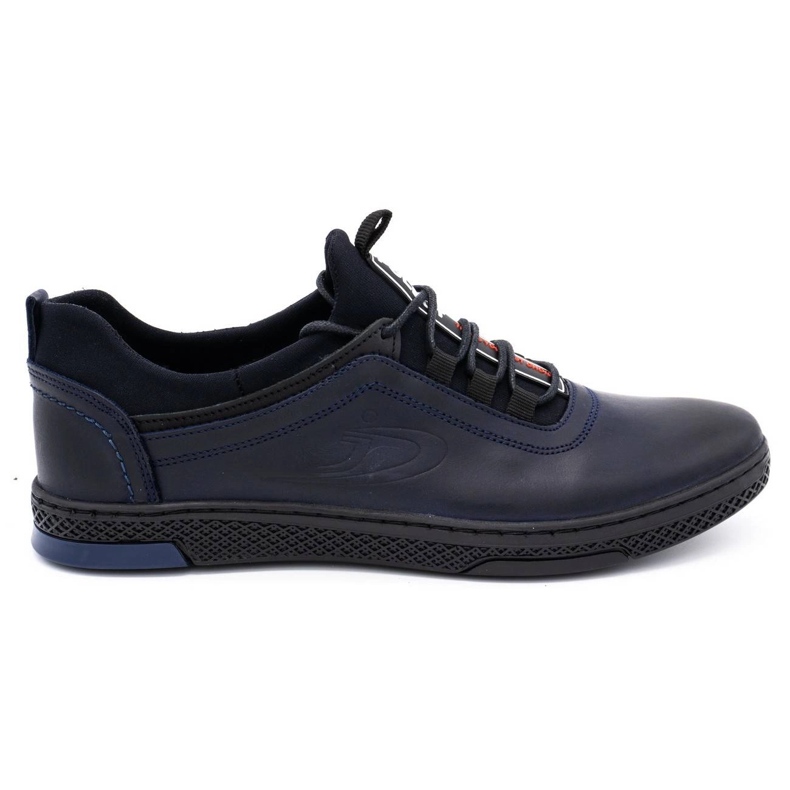 Polbut Sapatos masculinos casuais de couro K24 azul marinho escuro
