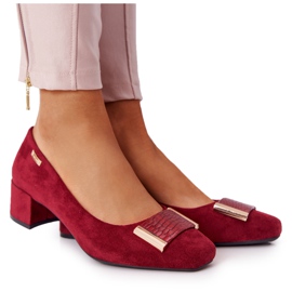 Bombas de camurça no salto Sergio Leone PB142 Borgonha vermelho multicolorido