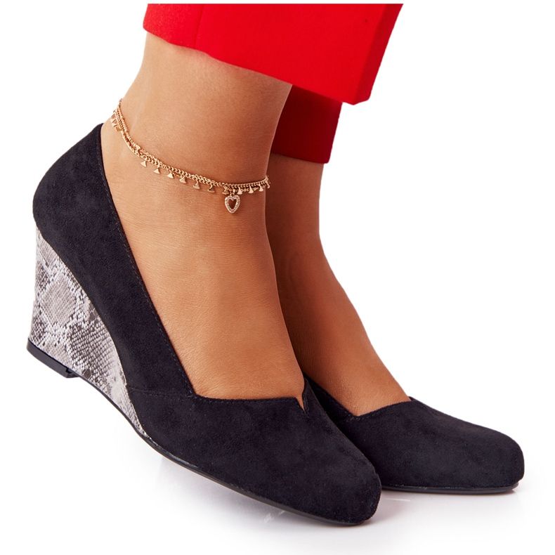 Bombas em cunha Sergio Leone PB767 Snake Black preto