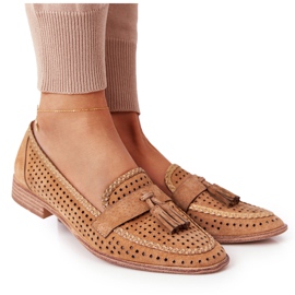 Mocassins Abertos Sergio Leone MK735 Camel marrom multicolorido