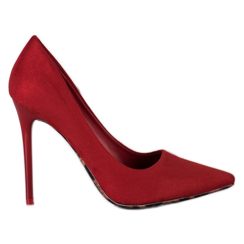 Diamantique Salto de camurça sexy vermelho