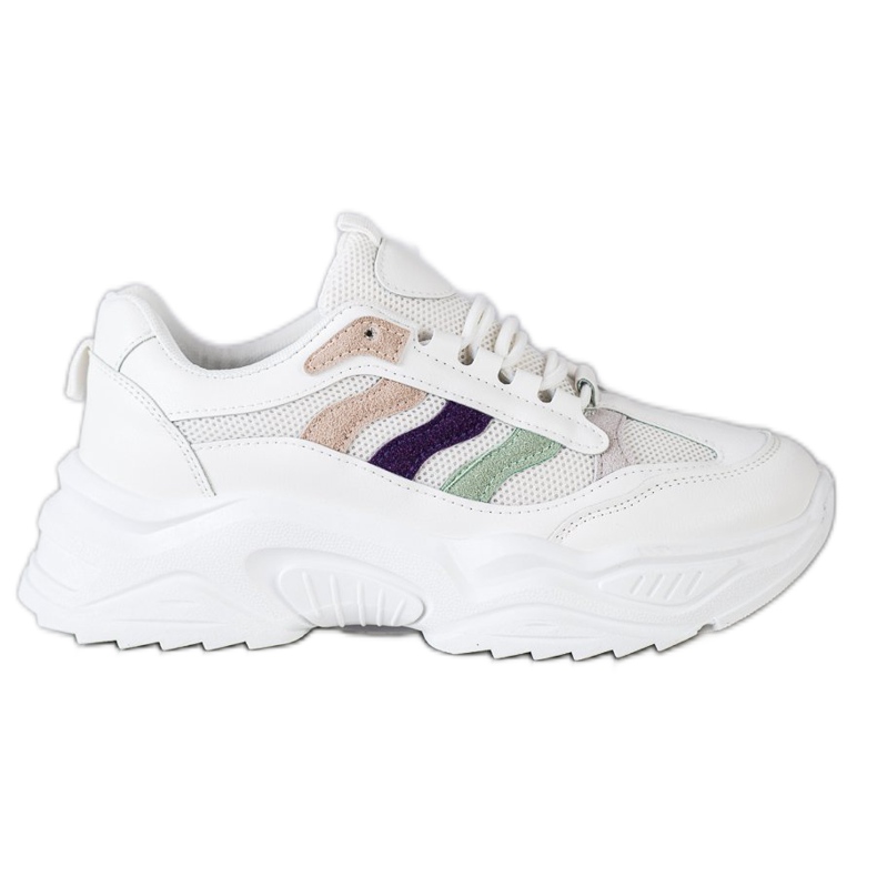 SHELOVET Tênis com listras coloridas branco