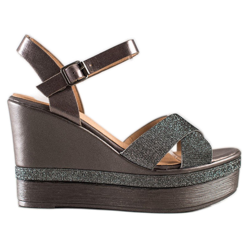 Weide Sandálias de cunha brilhante multicolorido cinza