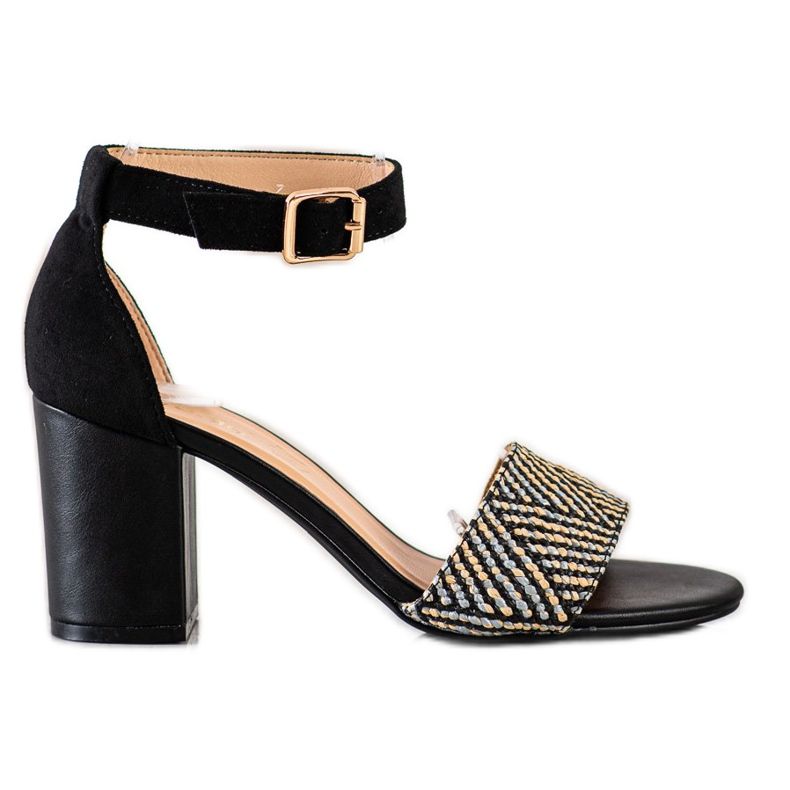 Evento Sandálias de salto alto trançadas bege preto