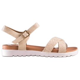 Weide Sandálias Bege Com Couro Ecológico