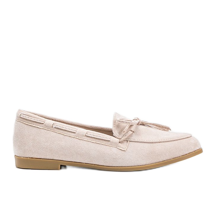 Mocassins bege feitos de camurça ecológica Kierra