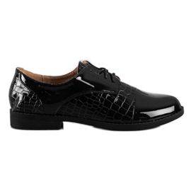 SHELOVET Sapatos com estampa de cobra brilhante preto