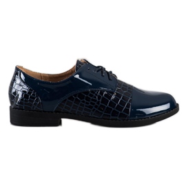 SHELOVET Sapatos com estampa de cobra brilhante azul marinho azul