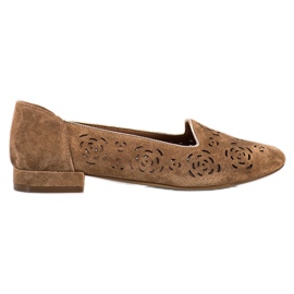 Bombas De Couro Com Rosas Sergio Leone marrom