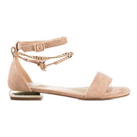 Sandálias Com Corrente Decorativa VINCEZA castanho Sandálias Com Corrente Decorativa VINCEZA castanho