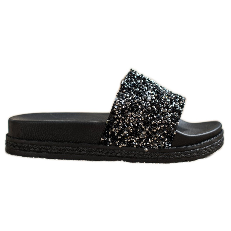 Seastar Chinelos elegantes no Paltform preto prata