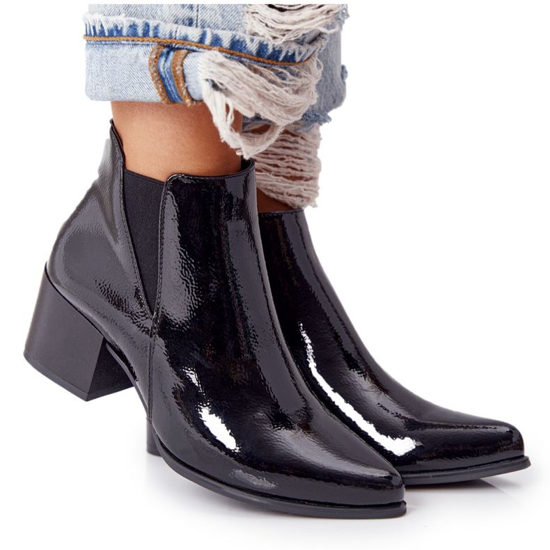 Botas Laqueadas de Salto Alto Sergio Leone BT153 Preto