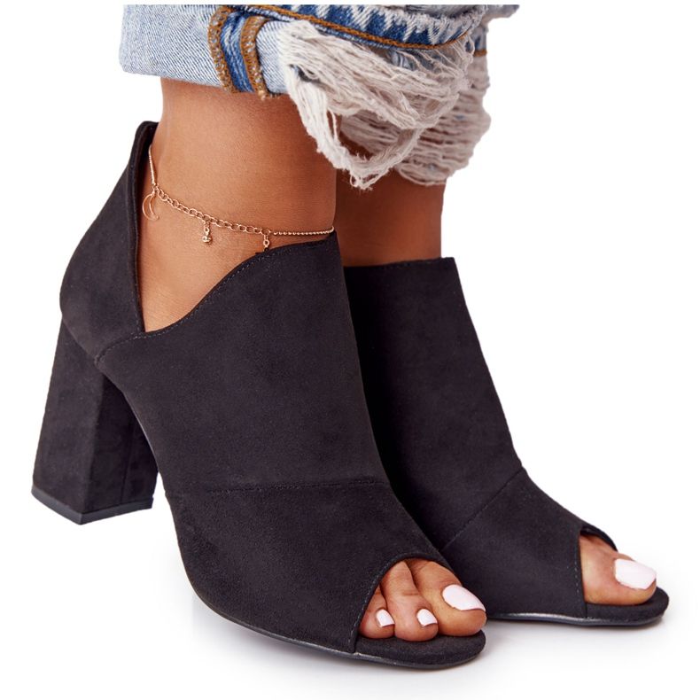 Botas de camurça primavera em um poste Vinceza 21-17095 preto