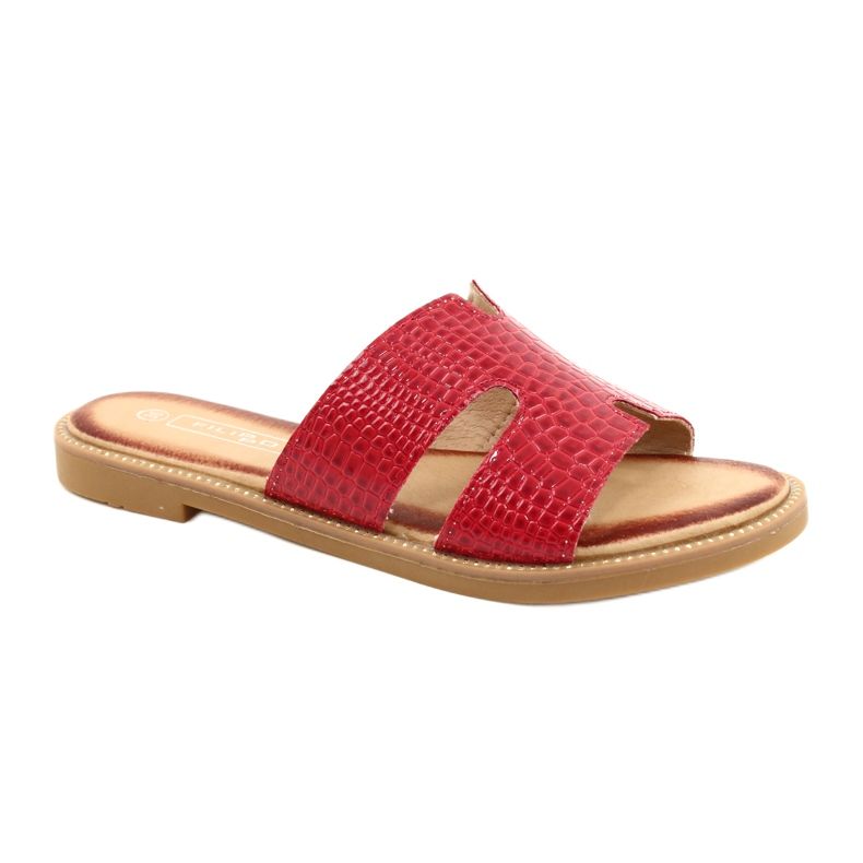 Filippo Chinelos de envernizamento vermelho brilhante feminino