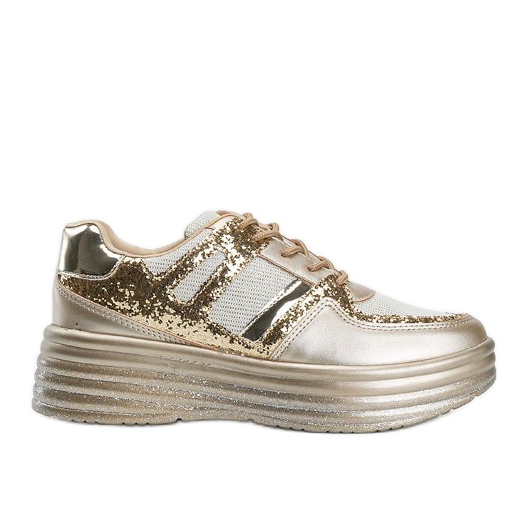 Tênis com glitter dourado com sola robusta Laurel
