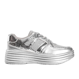 Tênis prateado com glitter com sola grossa Laurel prata