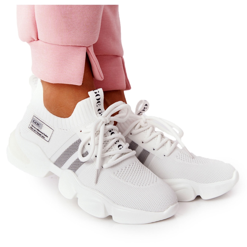 Meias esportivas femininas GOE HH2N4016 brancas branco preto