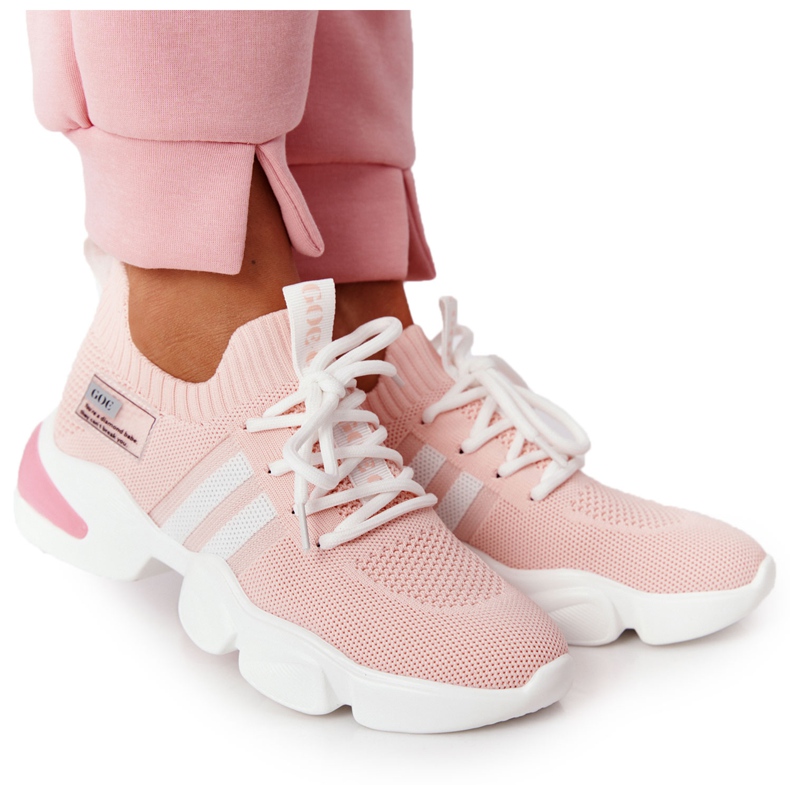 Meias esportivas femininas GOE HH2N4019 rosa branco