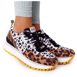 Calçados esportivos de camurça na plataforma GOE HH2N4003 marrom branco preto