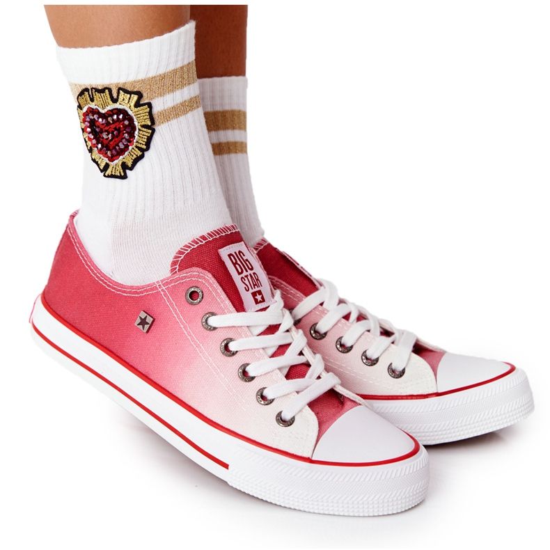 Tênis feminino Big Star HH274130 Ombre vermelho branco