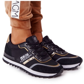Sapatos esportivos femininos Memory Foam Big Star HH274272 preto dourado Sapatos esportivos femininos Memory Foam Big Star HH274272 preto dourado