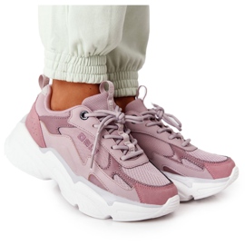 Sapatos esportivos femininos com espuma viscoelástica Big Star HH274258 violeta tolet rosa Sapatos esportivos femininos com espuma viscoelástica Big Star HH274258 violeta tolet rosa