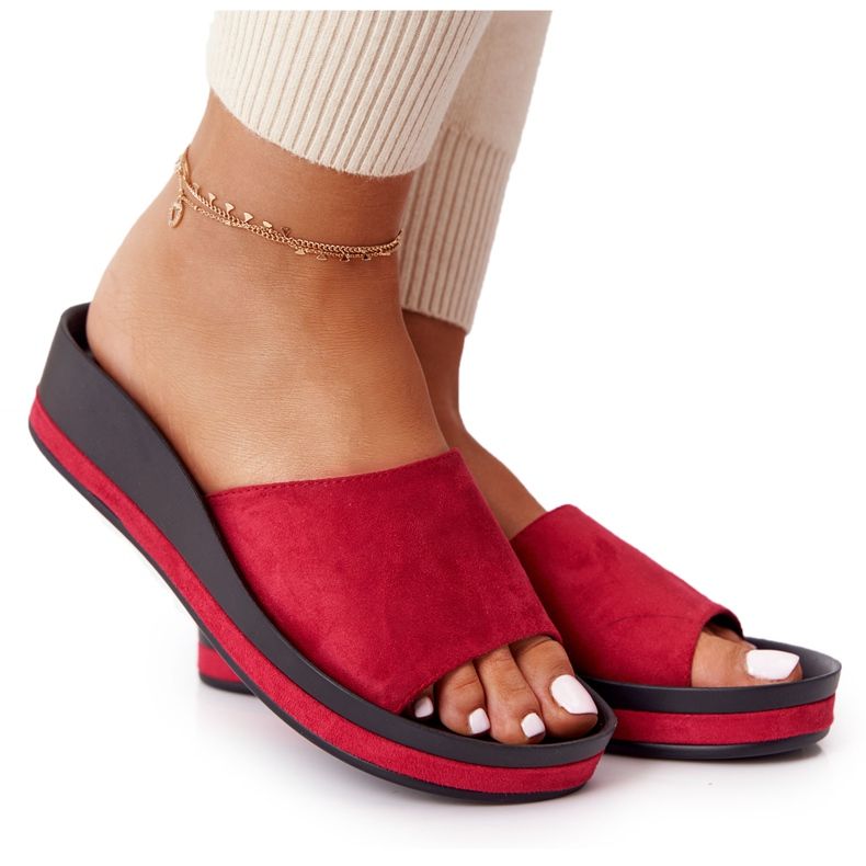 Chinelos em cunha Vinceza 21-17113 vermelho preto