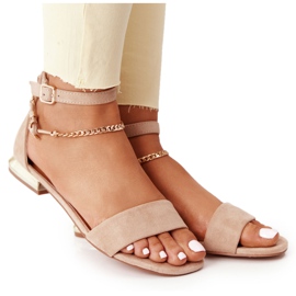 Sandálias com salto dourado Vinceza 21-17119 bege