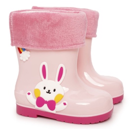Botas de chuva para crianças com coelho rosa Botas de chuva para crianças com coelho rosa