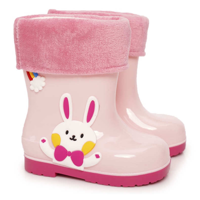 Botas de chuva para crianças com coelho rosa Botas de chuva para crianças com coelho rosa