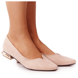 Mocassins com salto dourado Vinceza 21-10601 bege