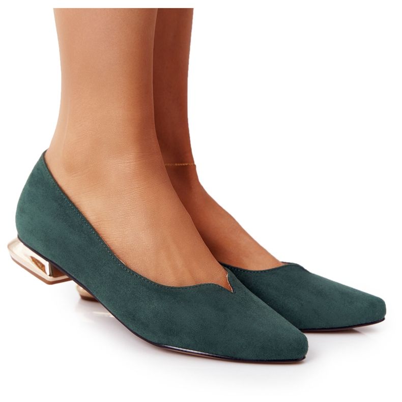 Mocassins verdes com salto dourado Vinceza 21-10601