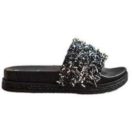 Seastar Chinelos de cristal da moda preto