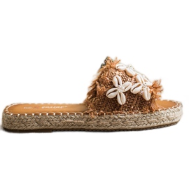Seastar Chinelos trançados com conchas castanho