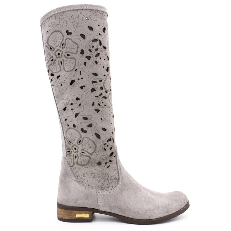 Olivier Botas femininas bordadas com flores cinza claro Olivier Botas femininas bordadas com flores cinza claro