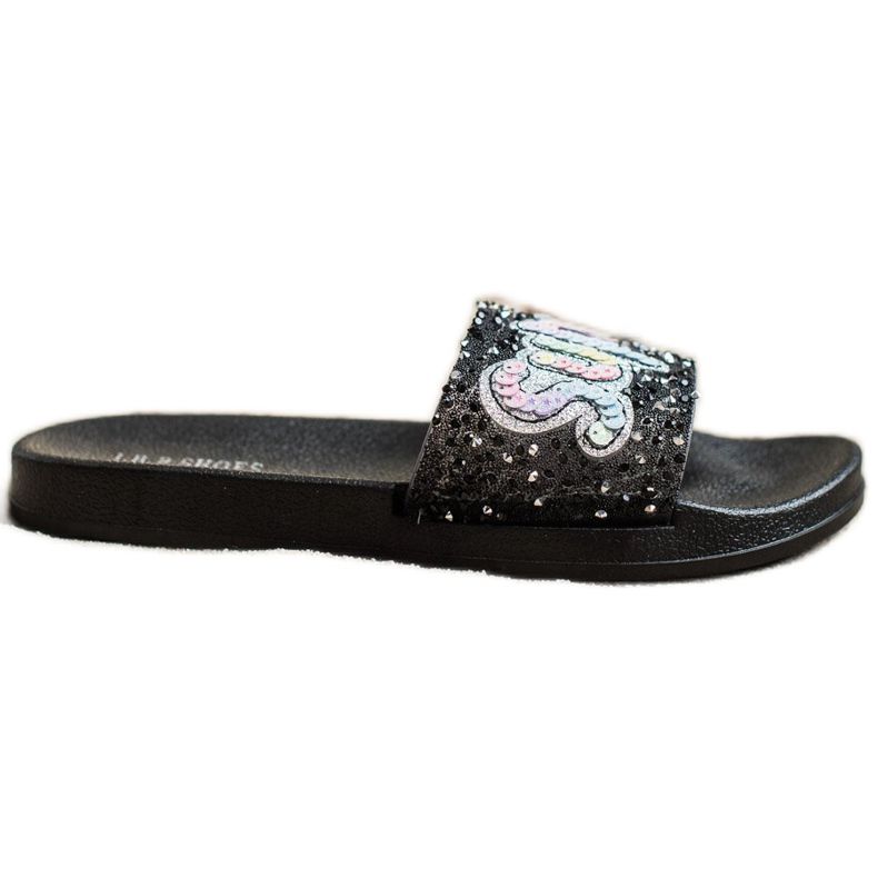 SHELOVET super chinelos de lantejoulas preto