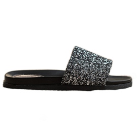 Filippo Chinelos com brilho preto prata Filippo Chinelos com brilho preto prata