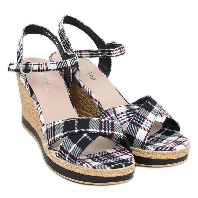 Sandálias pretas xadrez pretas A89937 pretas preto