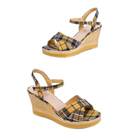 Sandálias de cunha xadrez amarelo A89937 Amarelo Sandálias de cunha xadrez amarelo A89937 Amarelo